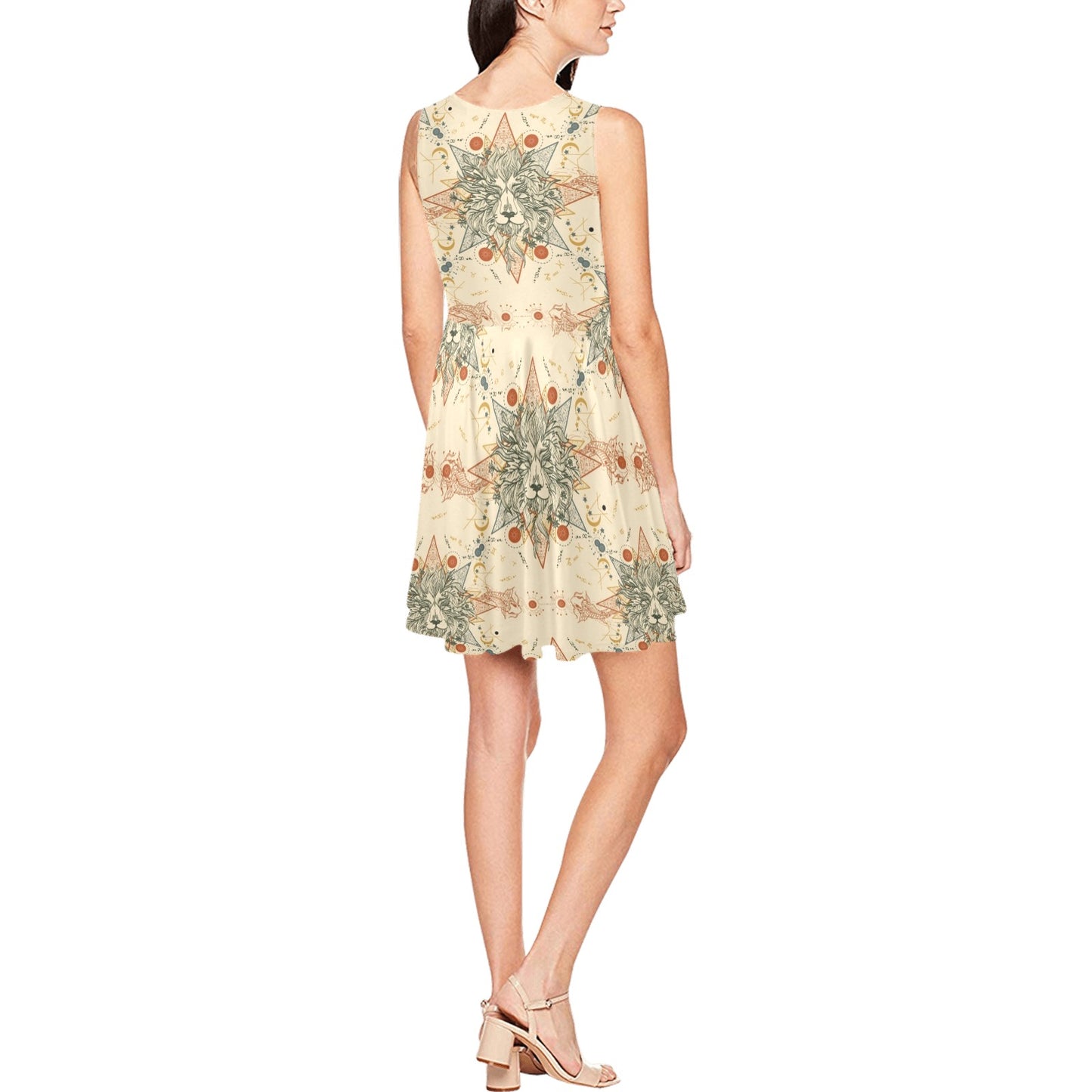 Leo Pattern Print Design 02 Sleeveless Dress