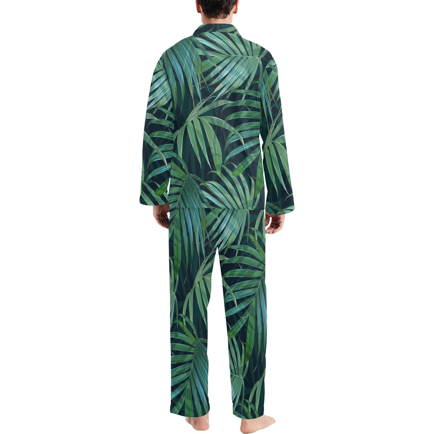 Tropical Flower Pattern Print Design TF011 Men's Long Pajama Set
