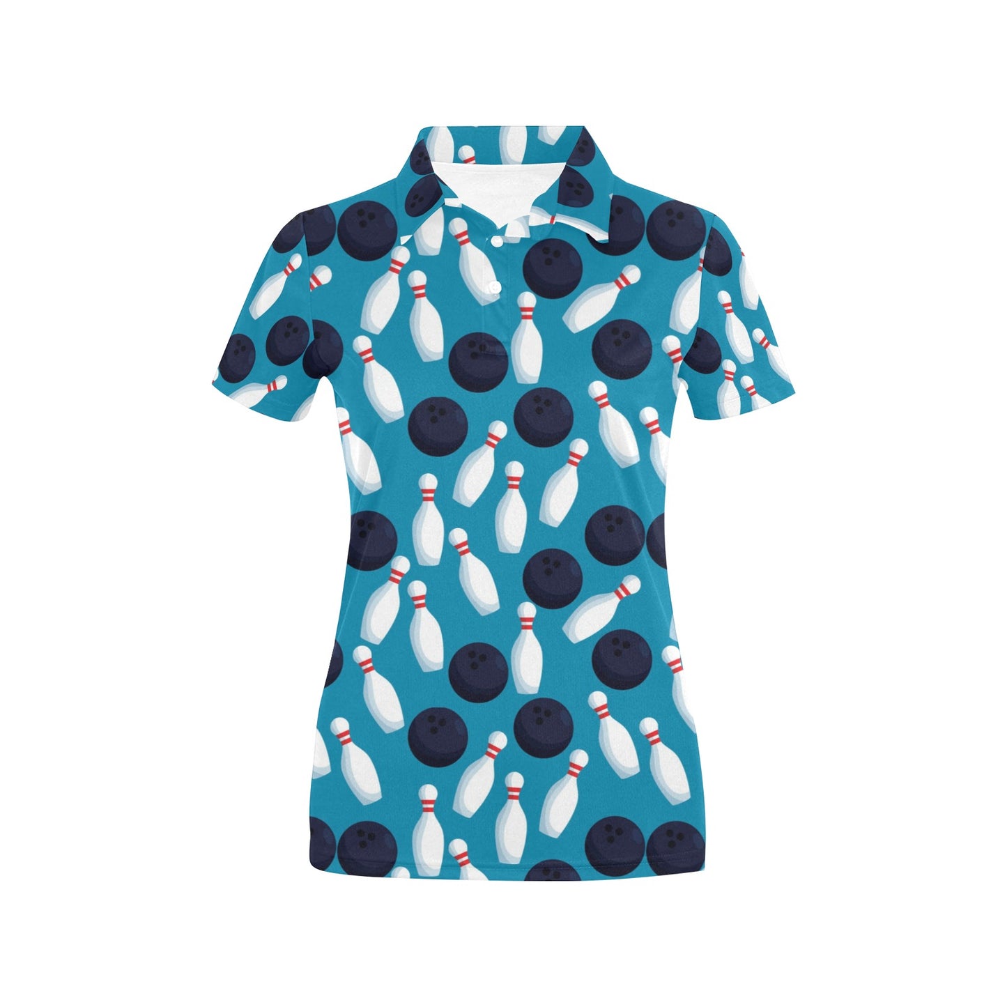 Bowling Pin Pattern Print Design 010 Women's Polo Shirt