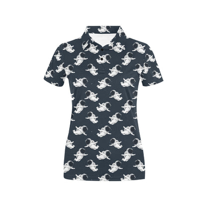 Astronaut Pattern Print Design 02 Women's Polo Shirt