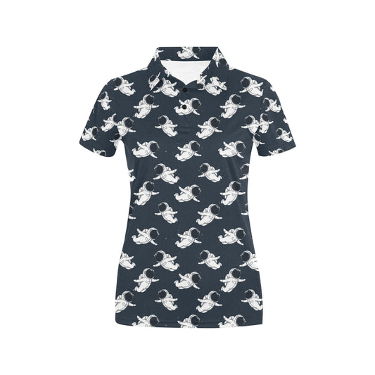 Astronaut Pattern Print Design 02 Women's Polo Shirt