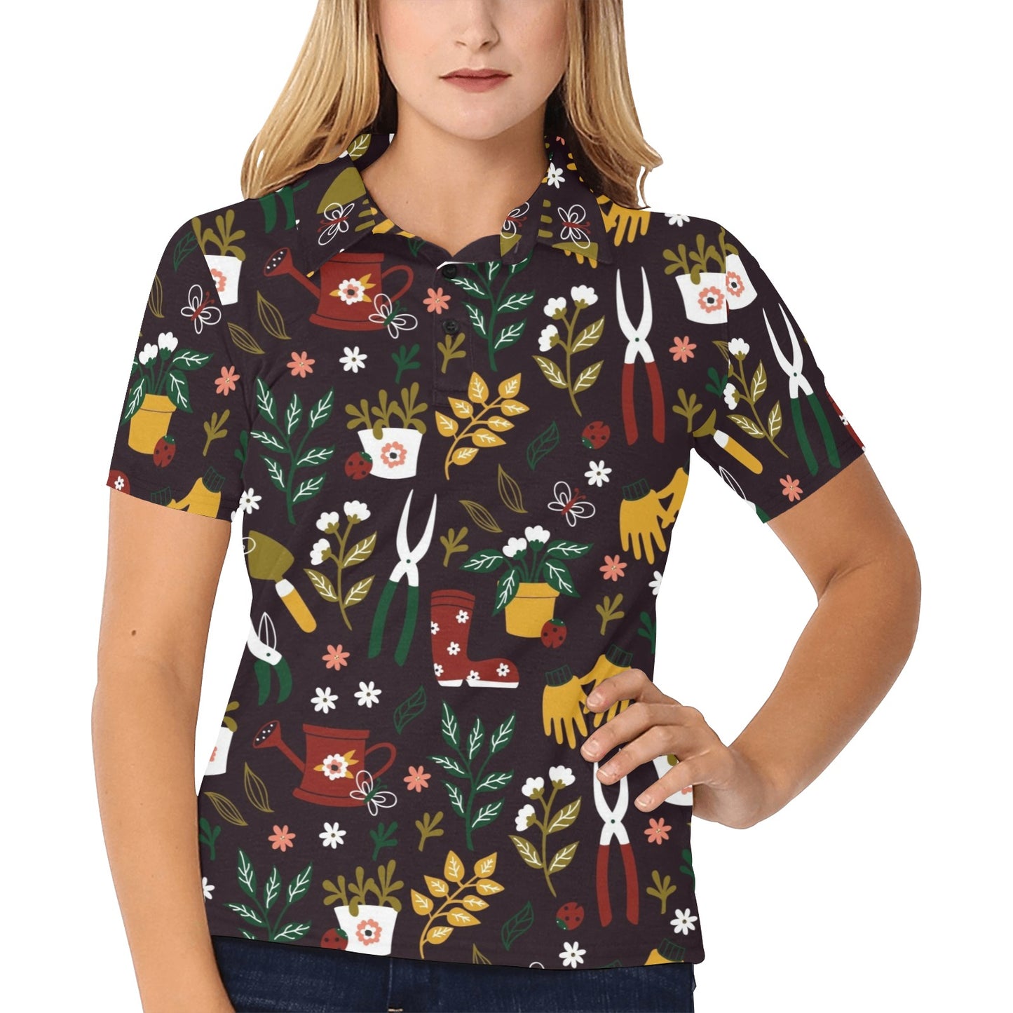 Gardening Pattern Print Design G05 Women's Polo Shirt