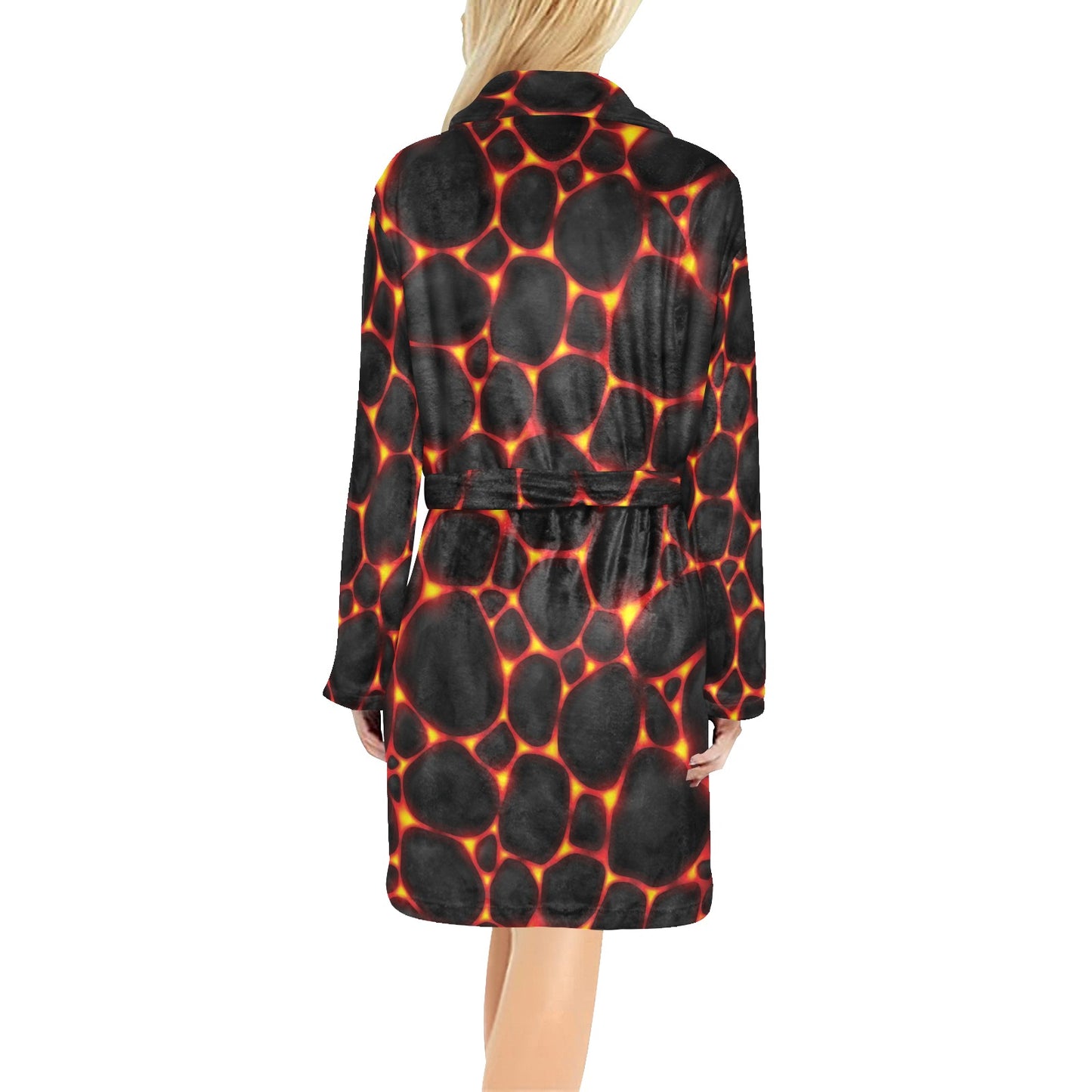 Lava Pattern Print Design 01 Women's Fleece Robe