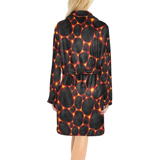 Lava Pattern Print Design 01 Women's Fleece Robe