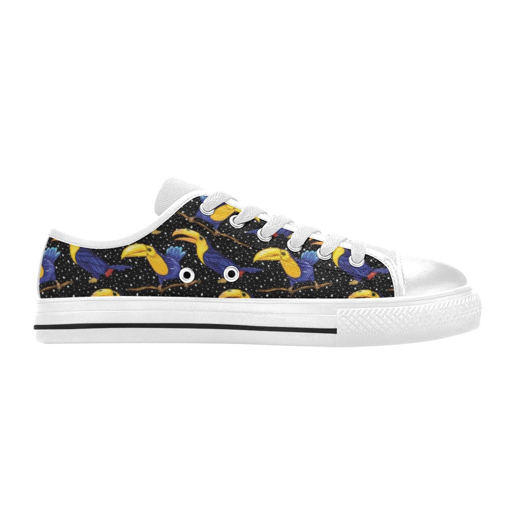 Toucan Print Design LKS307 Women's White Low Top Shoes