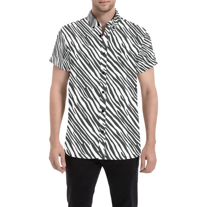 Zebra Classic Print Design LKS302 Men Short Sleeve Button Up Shirt