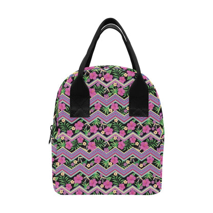 Hibiscus Pink Zigzag Line Pattern Design LKS307 Insulated Lunch Bag