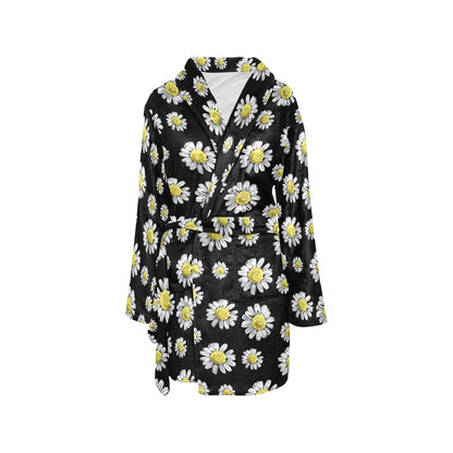 Daisy Pattern Print Design DS01 Women's Fleece Robe