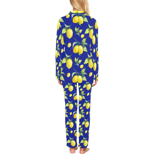Lemon Pattern Print Design LM06 Women's Long Pajama Set