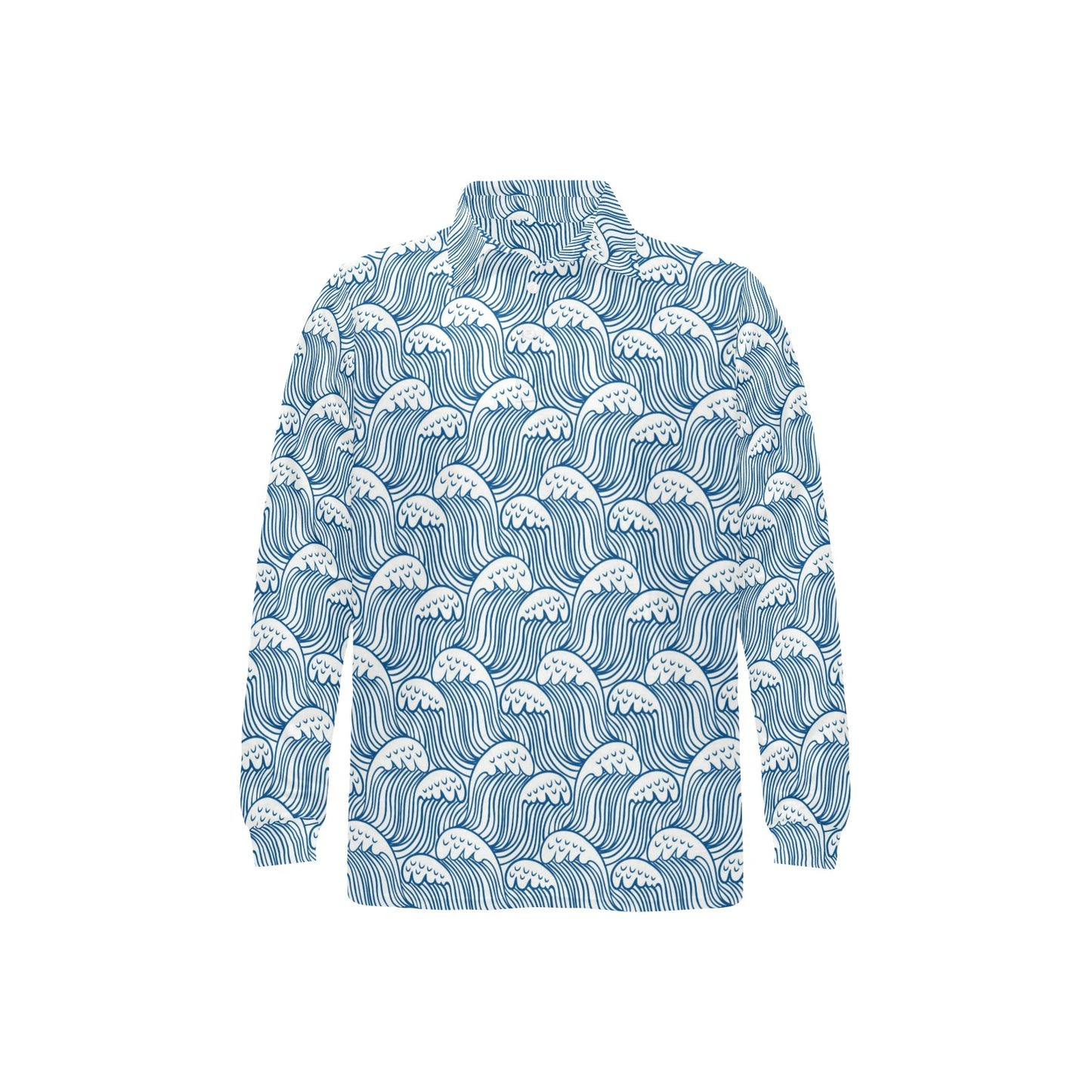 Wave Print Design LKS306 Long Sleeve Polo Shirt For Men's