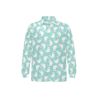 Sea Lion Print Design LKS401 Long Sleeve Polo Shirt For Men's