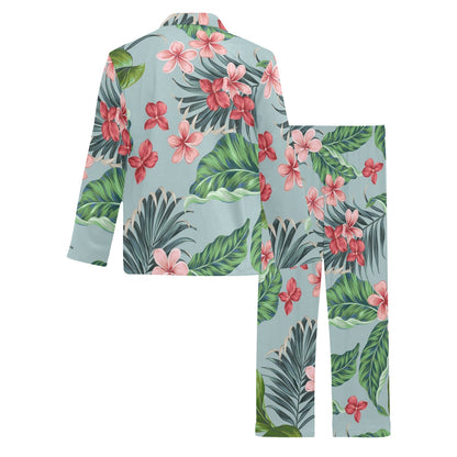 Plumeria Pattern Print Design PM027 Men's Long Pajama Set