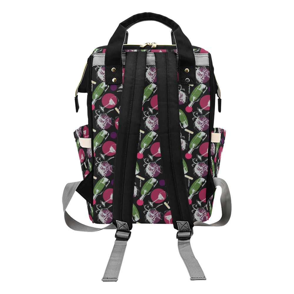 Wine Print Design LKS307 Diaper Bag Backpack