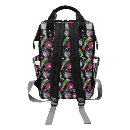 Wine Print Design LKS307 Diaper Bag Backpack