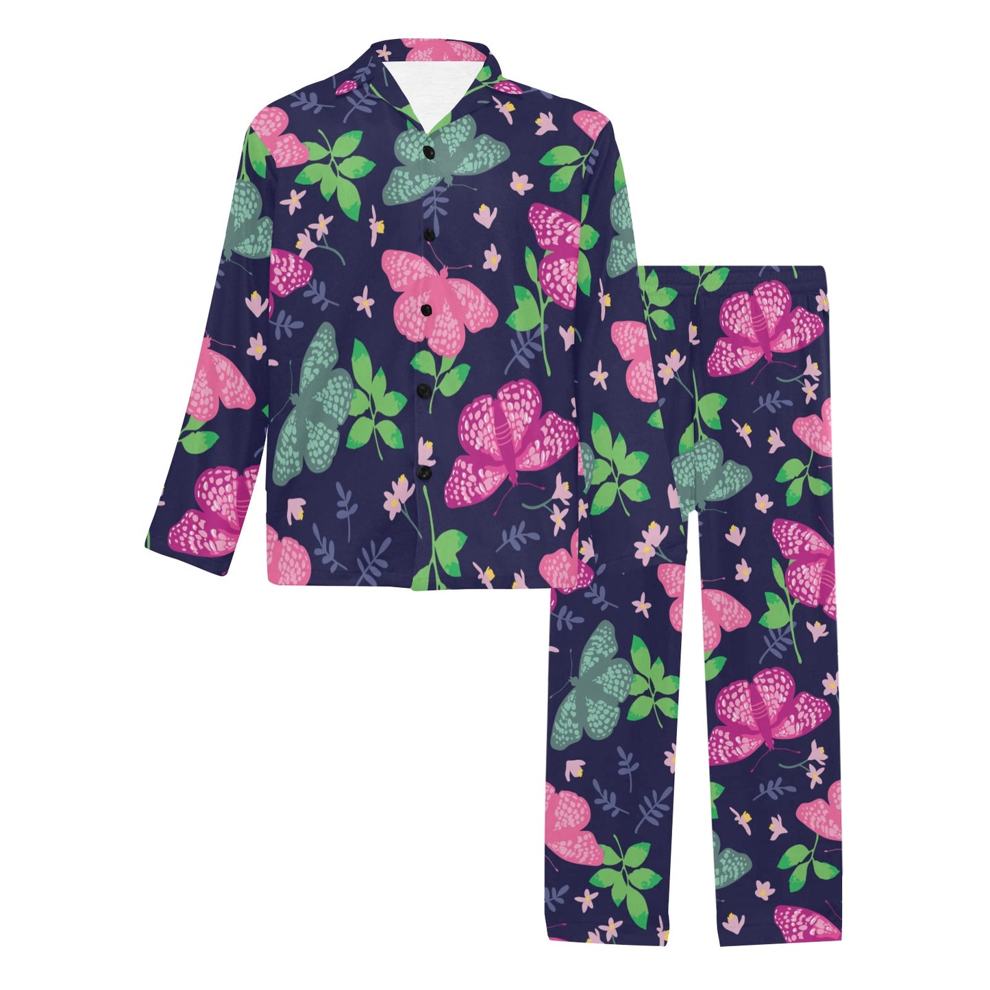 Monarch Butterfly Pattern Print Design 03 Men's Long Pajama Set