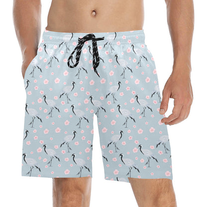 Sakura Bird Print Design LKS304 Men's Swim Trunks Beach Shorts