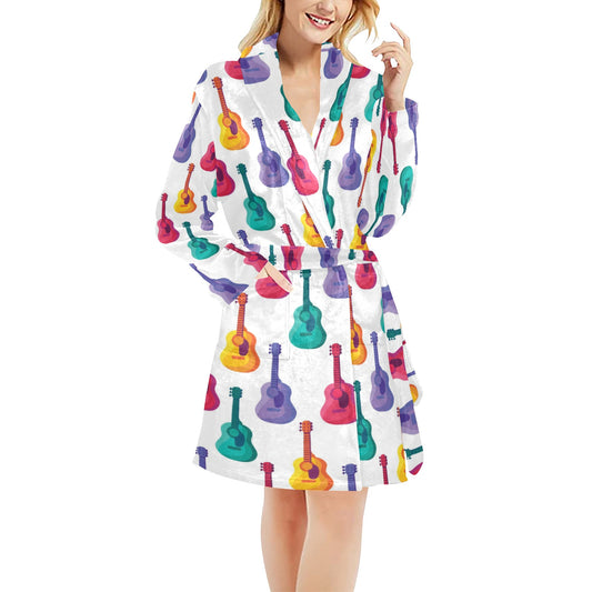 Acoustic Guitar Print Design LKS406 Women's Fleece Robe