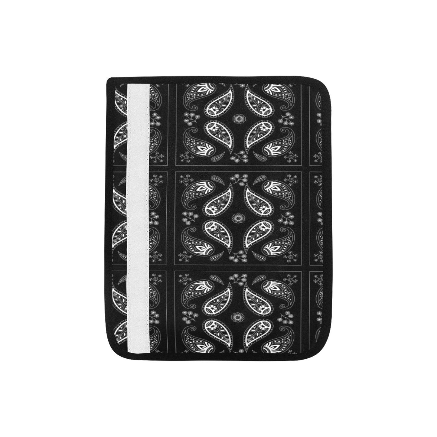 Bandana Paisley Black Print Design LKS308 Car Seat Belt Cover