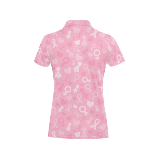 Breast cancer Pattern Print Design 01 Women's Polo Shirt