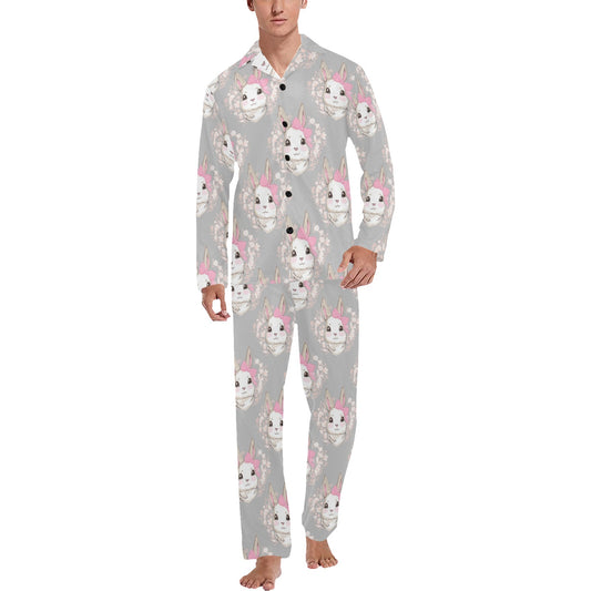 Rabbit Pattern Print Design RB07 Men's Long Pajama Set