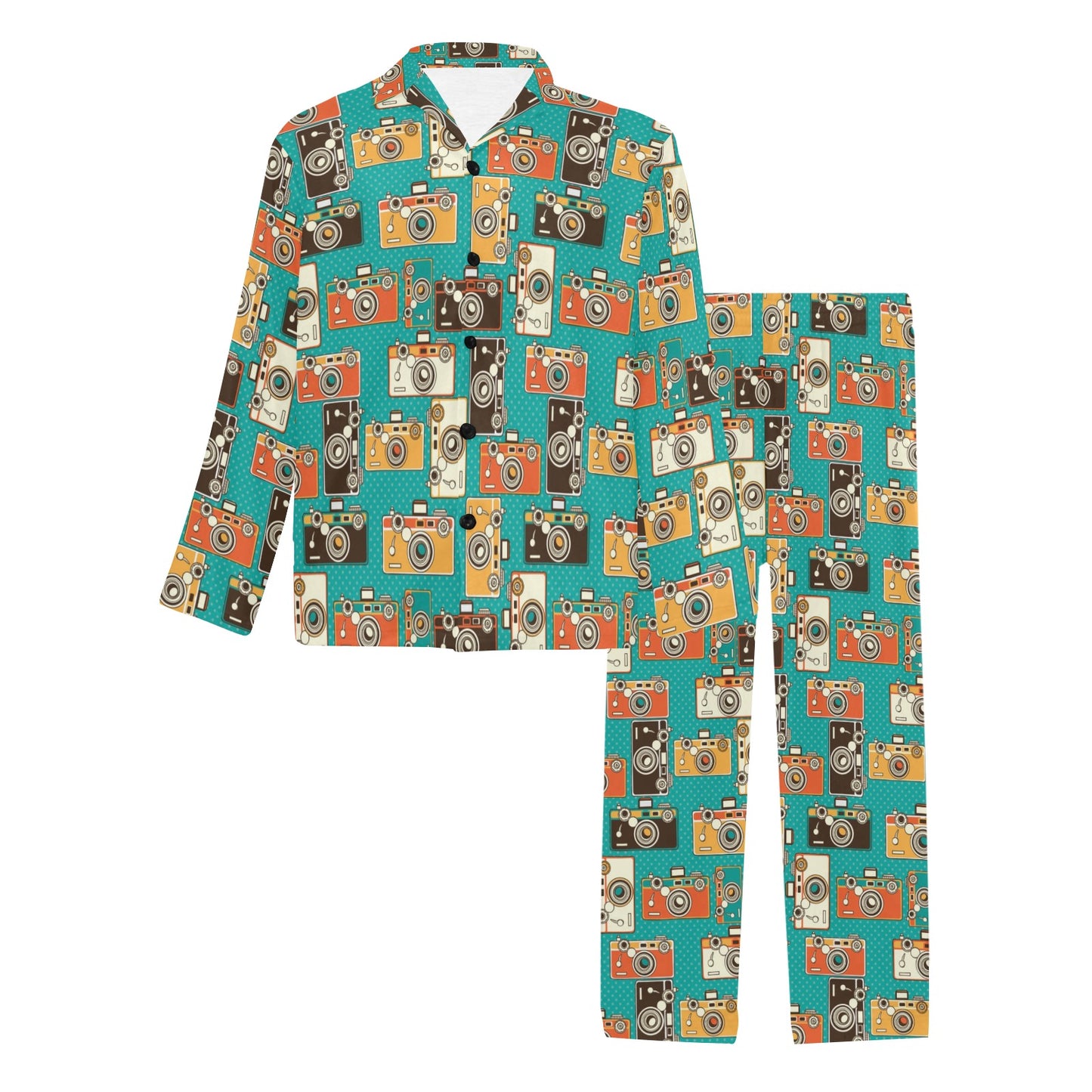 Camera Pattern Print Design 02 Men's Long Pajama Set