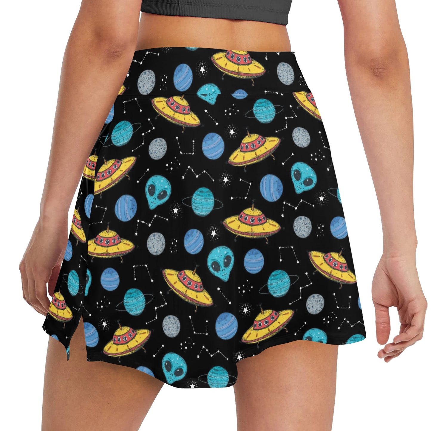 UFO Alien Print Design LKS306 17" Golf & Pickleball Skort with Pockets