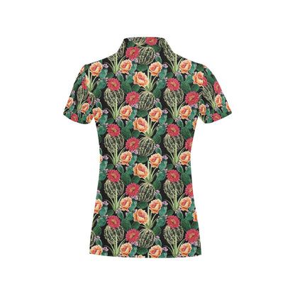 Cactus Pattern Print Design 06 Women's Polo Shirt