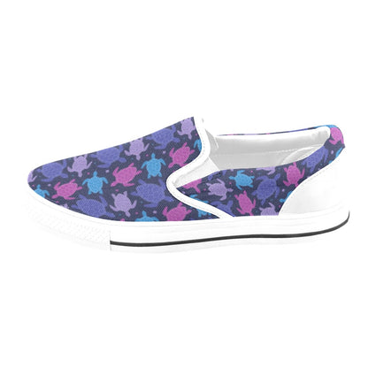 Sea Turtle Print Design LKS309 White Slip Ons Canvas Women's Shoes