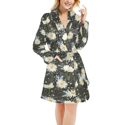 Daisy Pattern Print Design DS08 Women's Fleece Robe