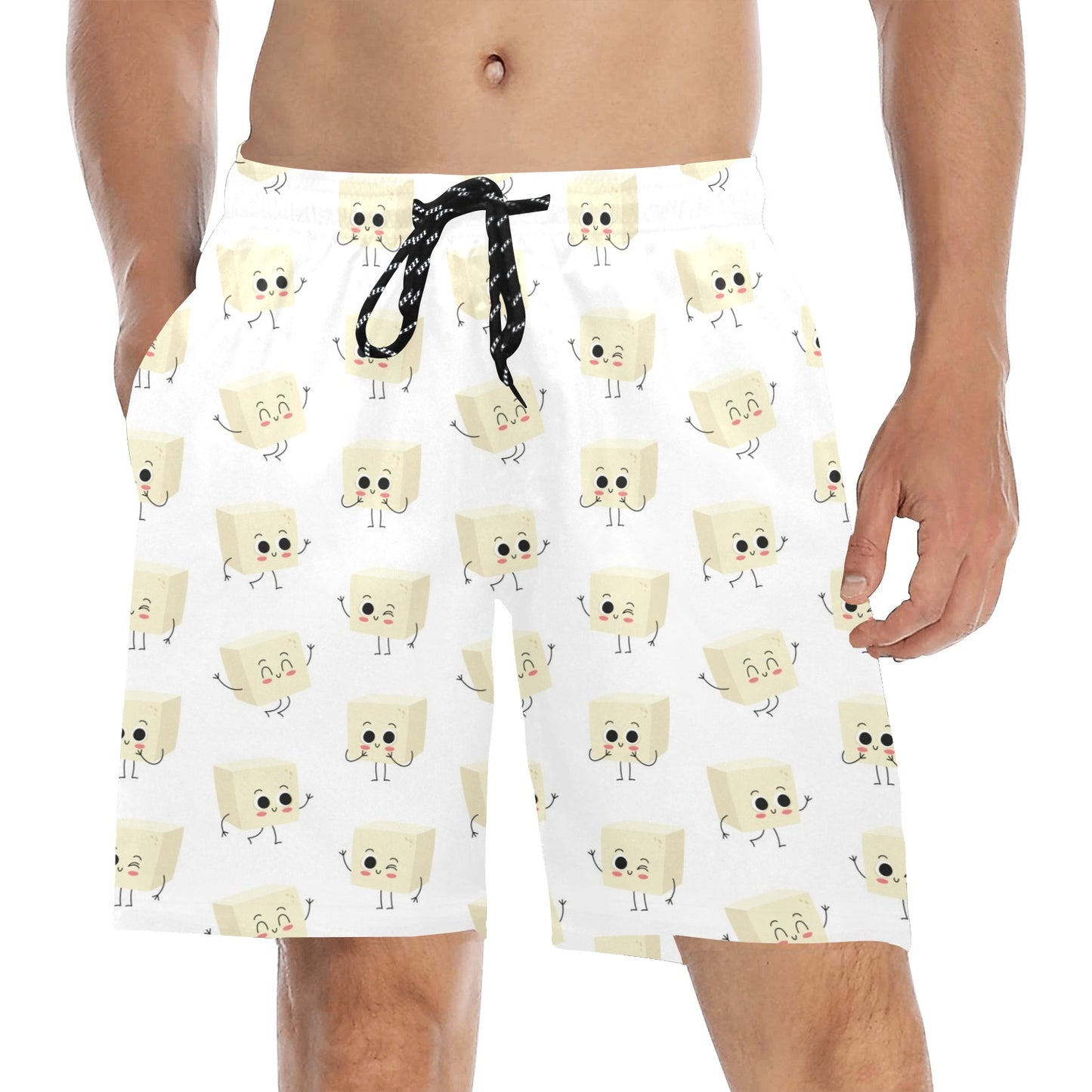 Tofu Print Design LKS301 Men's Swim Trunks Beach Shorts