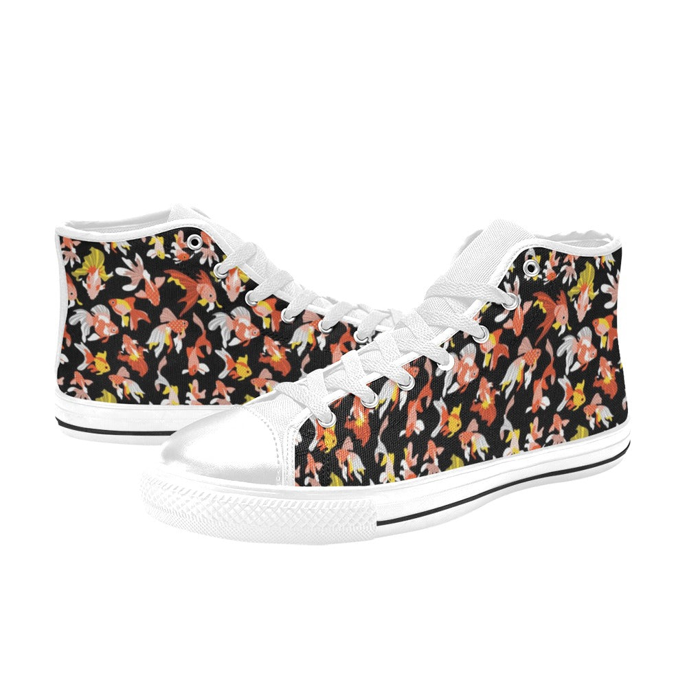 Goldfish Print Design LKS401 Men's High Top Canvas Shoes