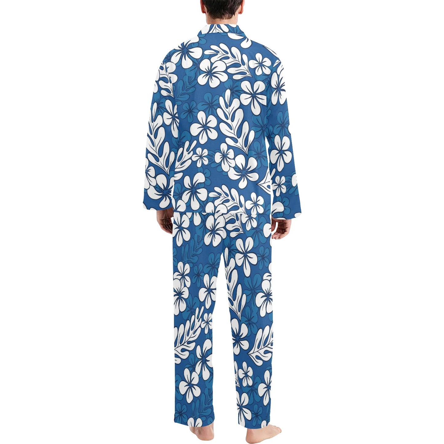 Plumeria Pattern Print Design PM015 Men's Long Pajama Set