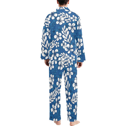 Plumeria Pattern Print Design PM015 Men's Long Pajama Set