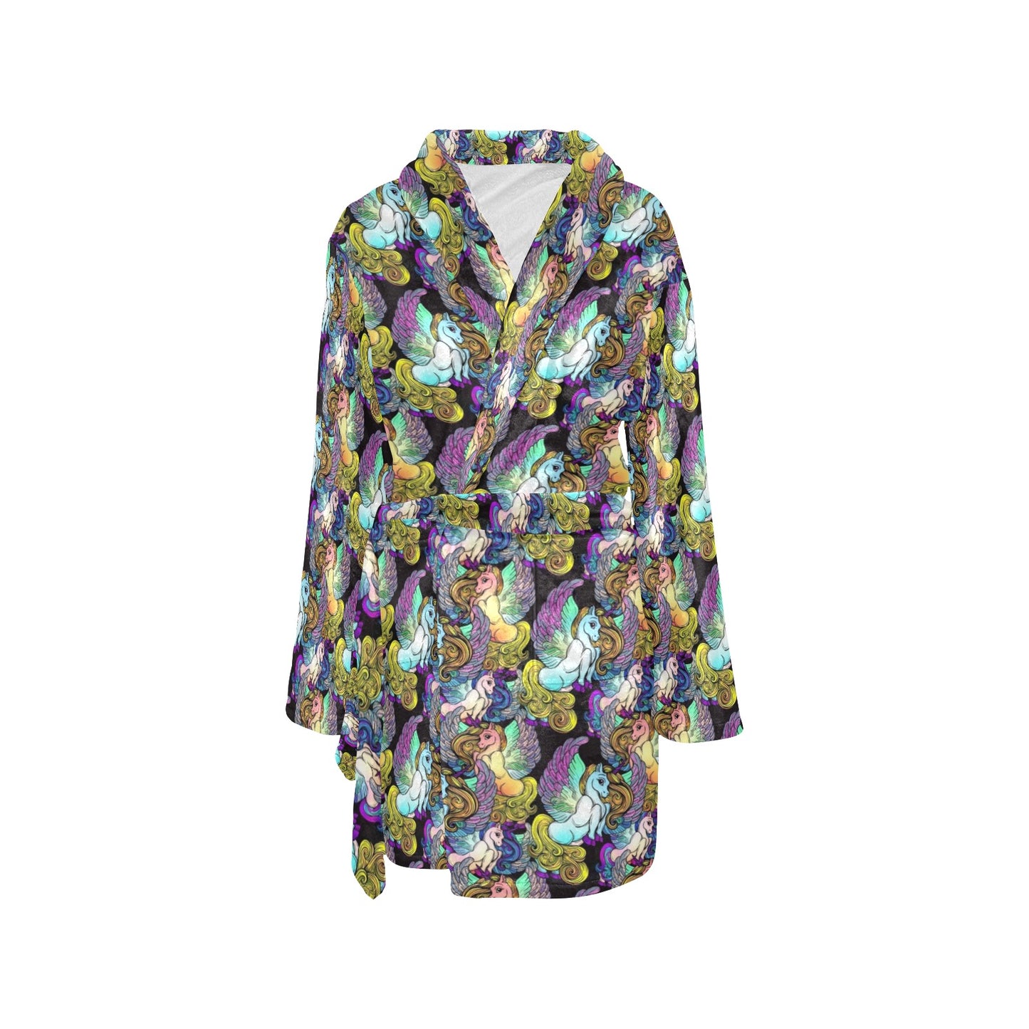 Unicorn With Wings Print Pattern Women's Fleece Robe