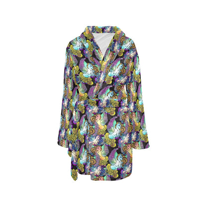 Unicorn With Wings Print Pattern Women's Fleece Robe