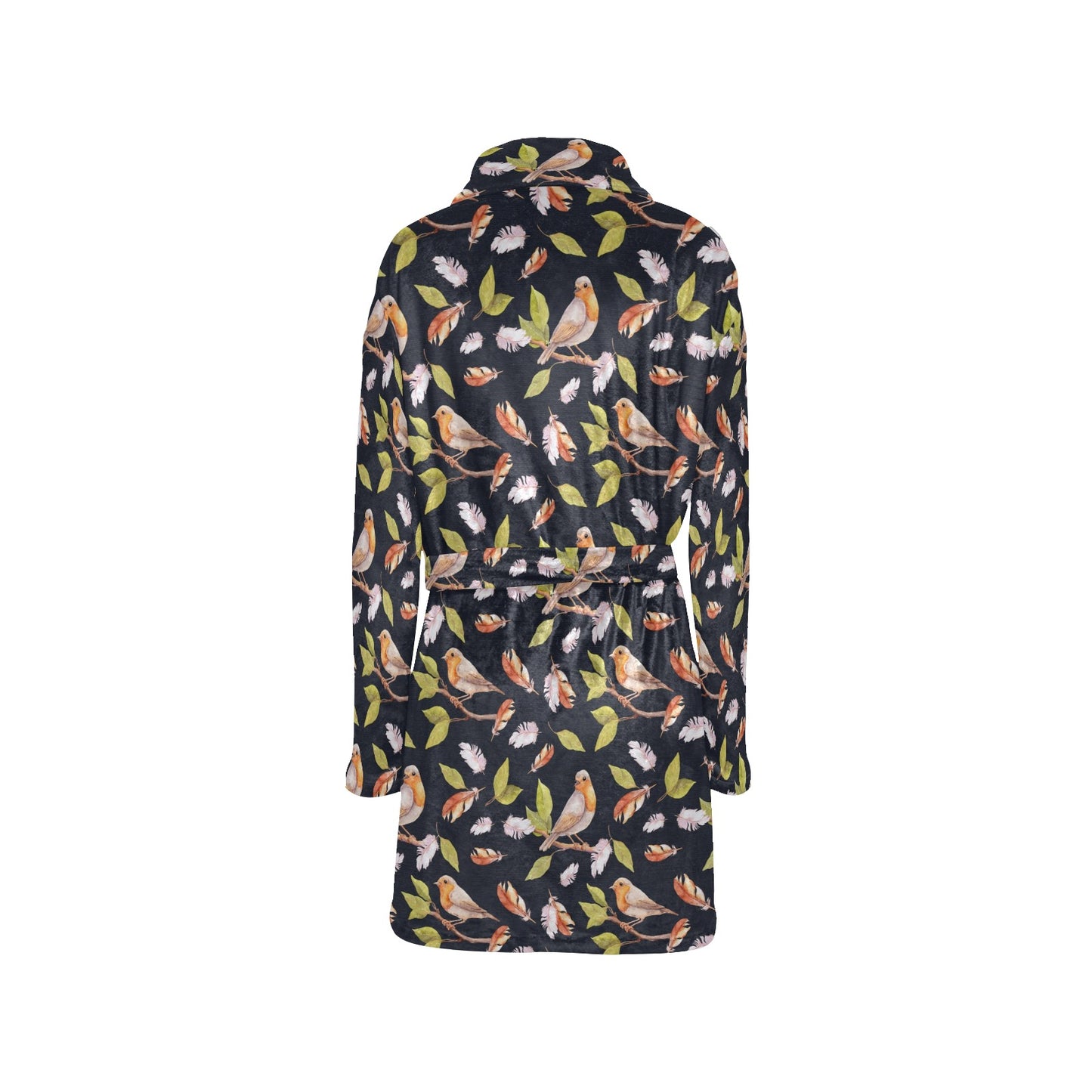 Birds Pattern Print Design 02 Women's Fleece Robe