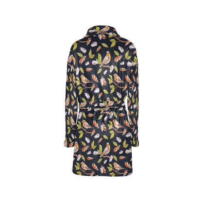 Birds Pattern Print Design 02 Women's Fleece Robe