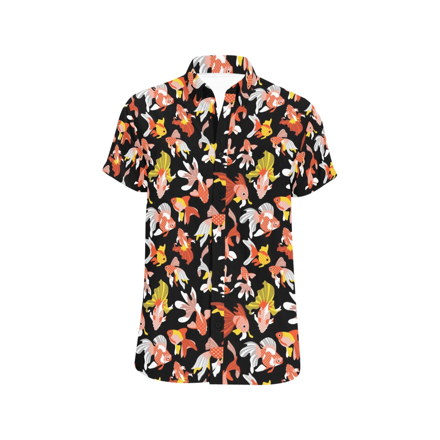 Goldfish Print Design LKS401 Men Short Sleeve Button Up Shirt