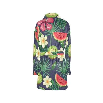 Tropical Fruits Pattern Print Design TF05 Women's Fleece Robe