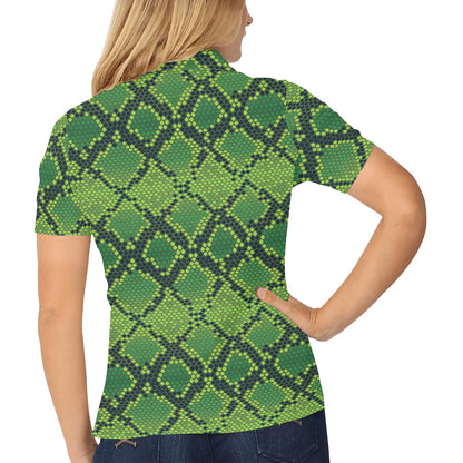Python Green Pattern Print Design A01 Women's Polo Shirt