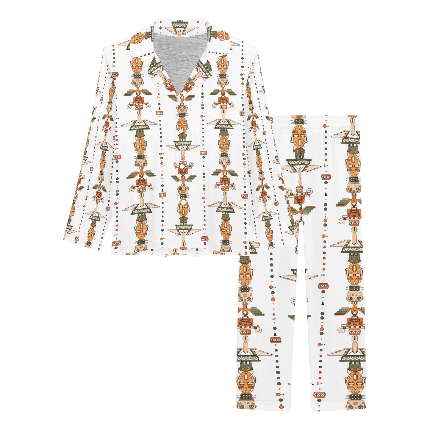 Totem Print Design LKS302 Women's Long Pajama Set