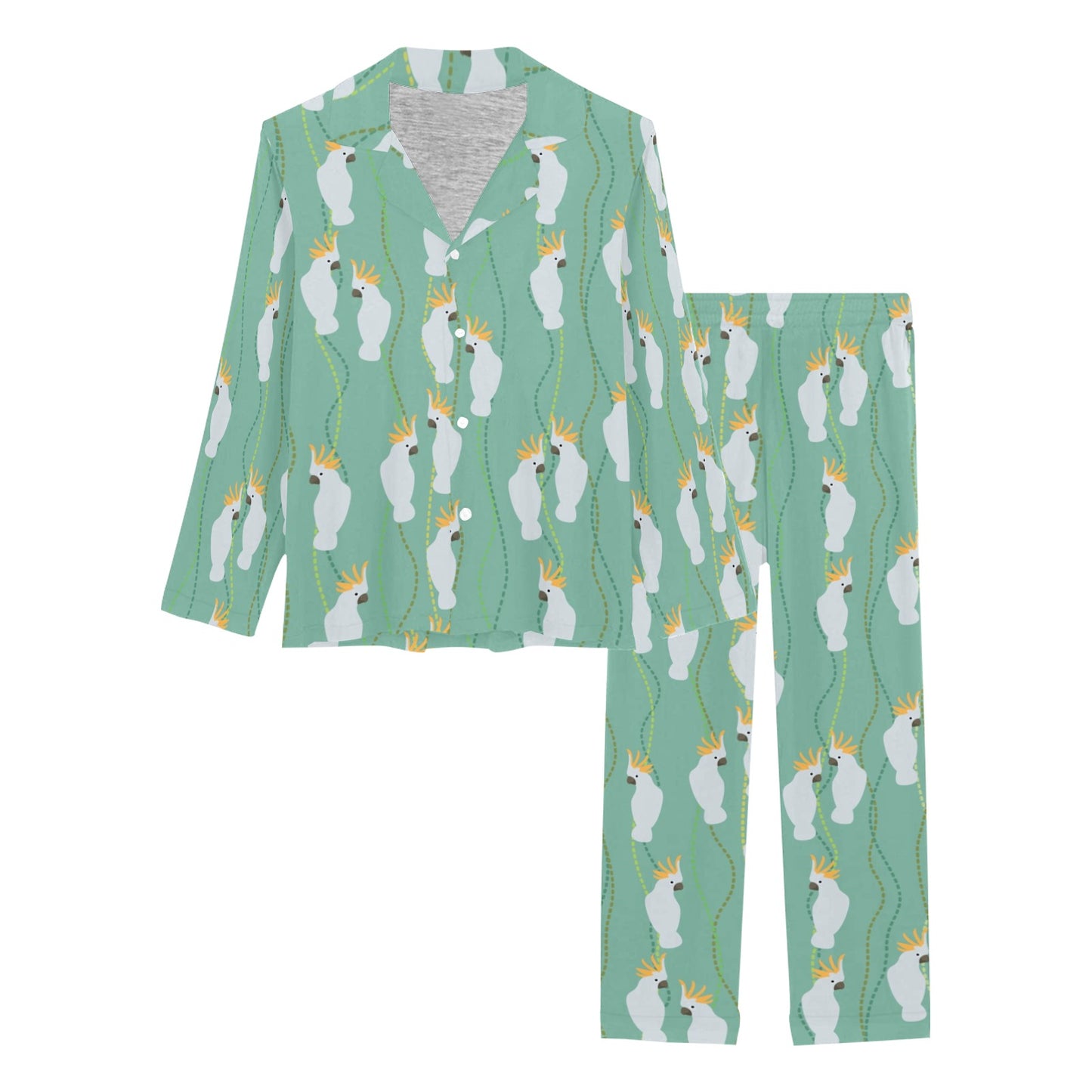 Cockatoo Pattern Print Design 01 Women's Long Pajama Set