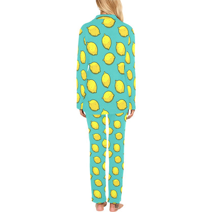Lemon Pattern Print Design LM04 Women's Long Pajama Set