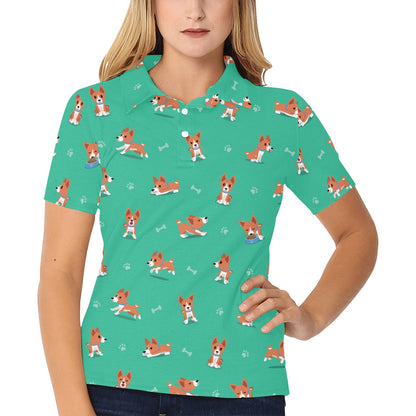 Basenji Pattern Print Design 02 Women's Polo Shirt