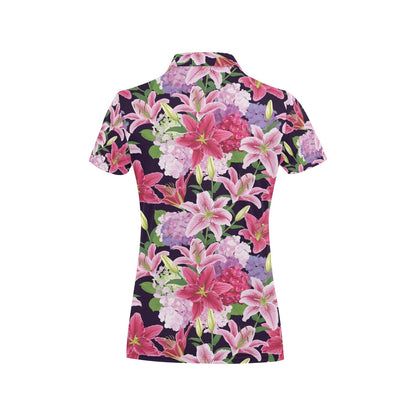 Lily Pattern Print Design LY017 Women's Polo Shirt
