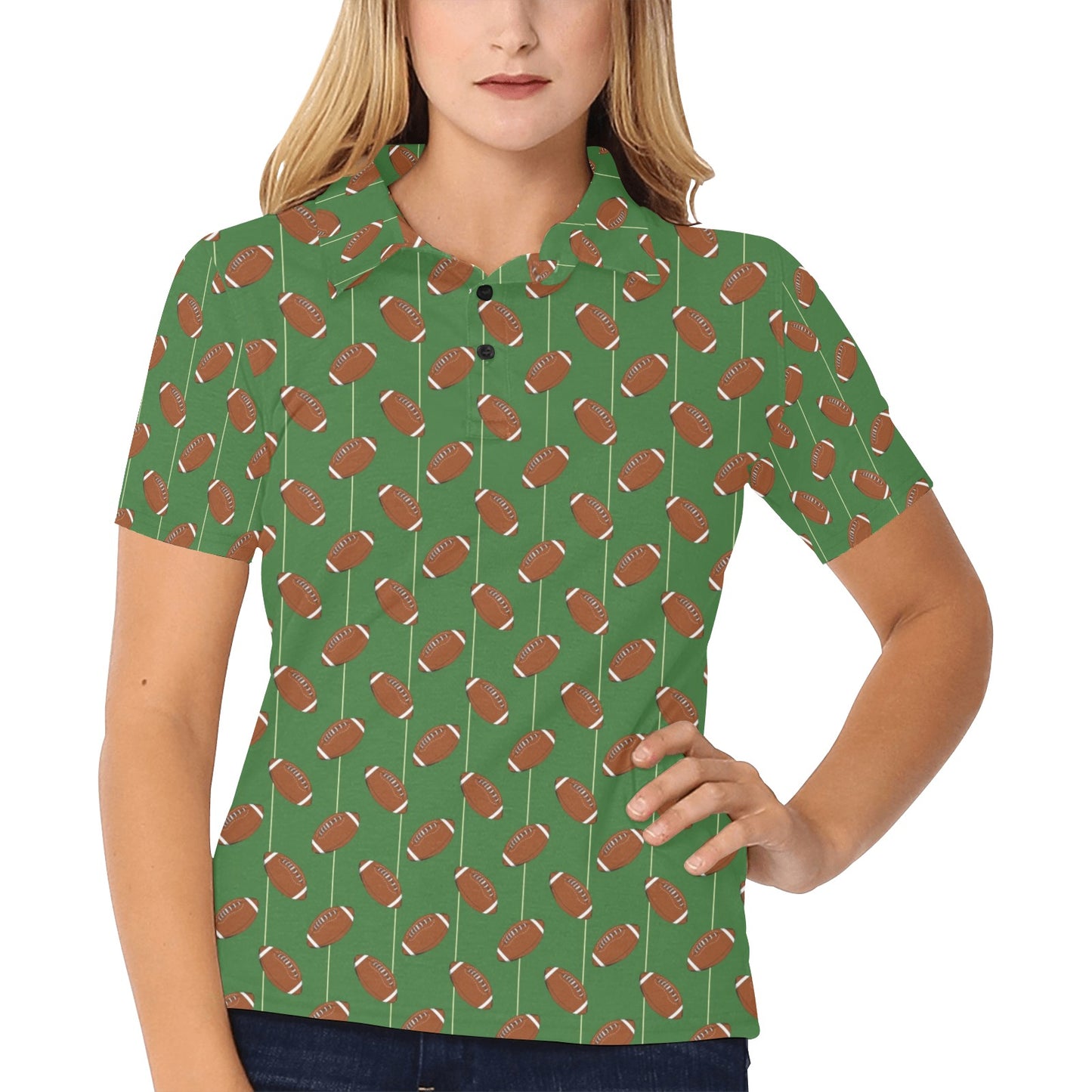 American Football on Field Themed Women's Polo Shirt