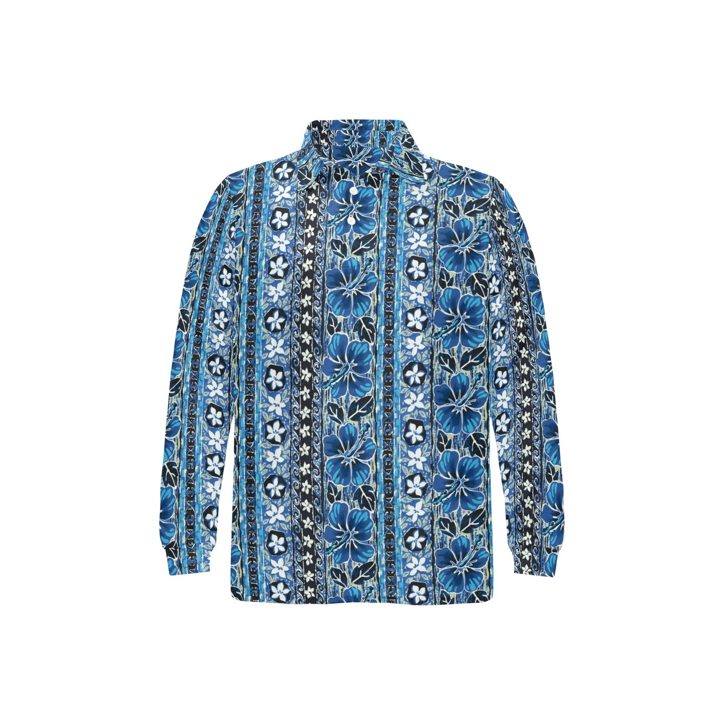 Hawaiian Themed Pattern Print Design H012 Long Sleeve Polo Shirt For Men's