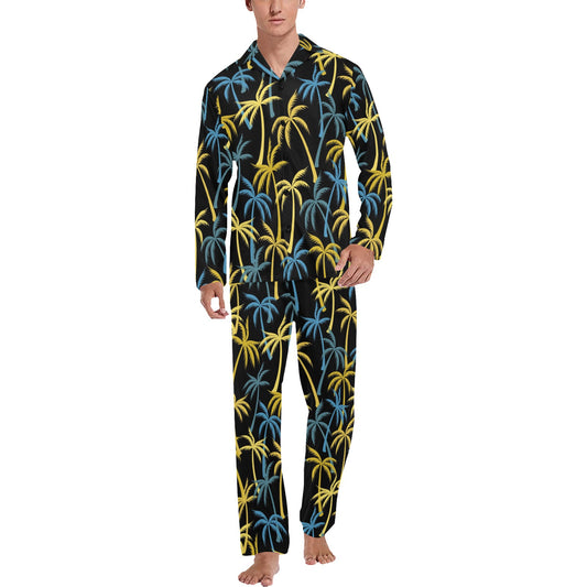 Palm Tree Pattern Men's Long Pajama Set