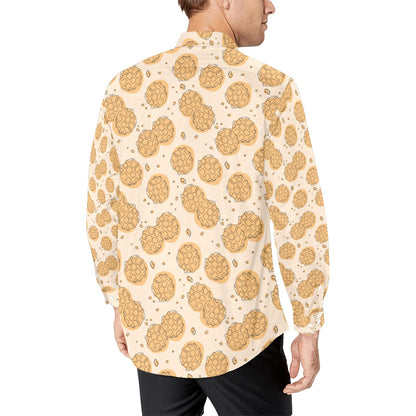 Waffle Print Design LKS303 Men's Long Sleeve Dress Shirt