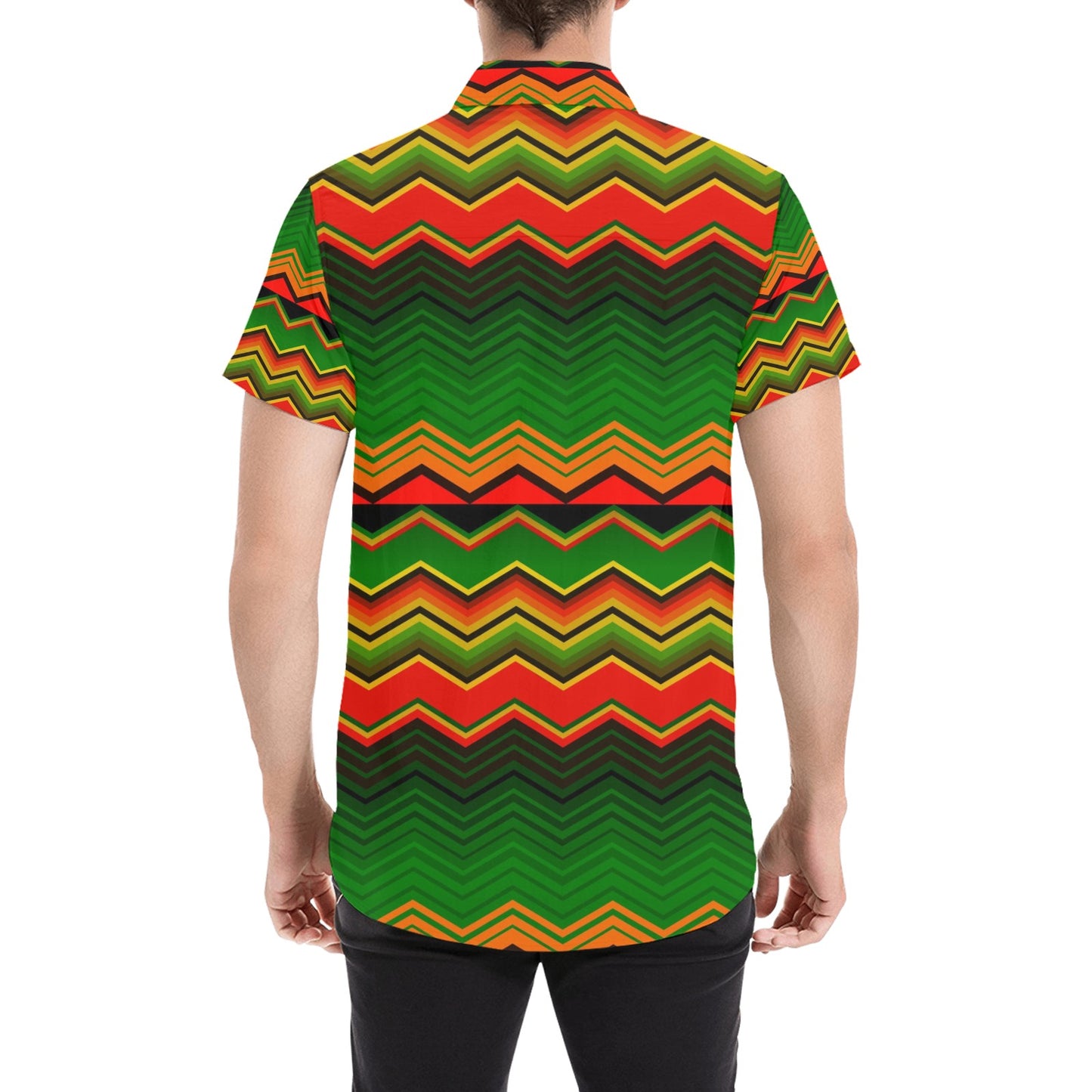 Serape Print Design LKS306 Men Short Sleeve Button Up Shirt